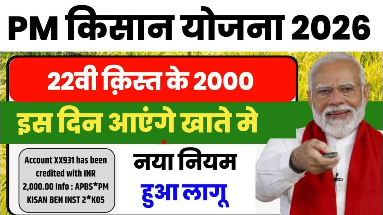 पीएम किसान योजना 2026: 22वीं किस्त की तारीख और नया 'फार्मर आईडी' नियम
